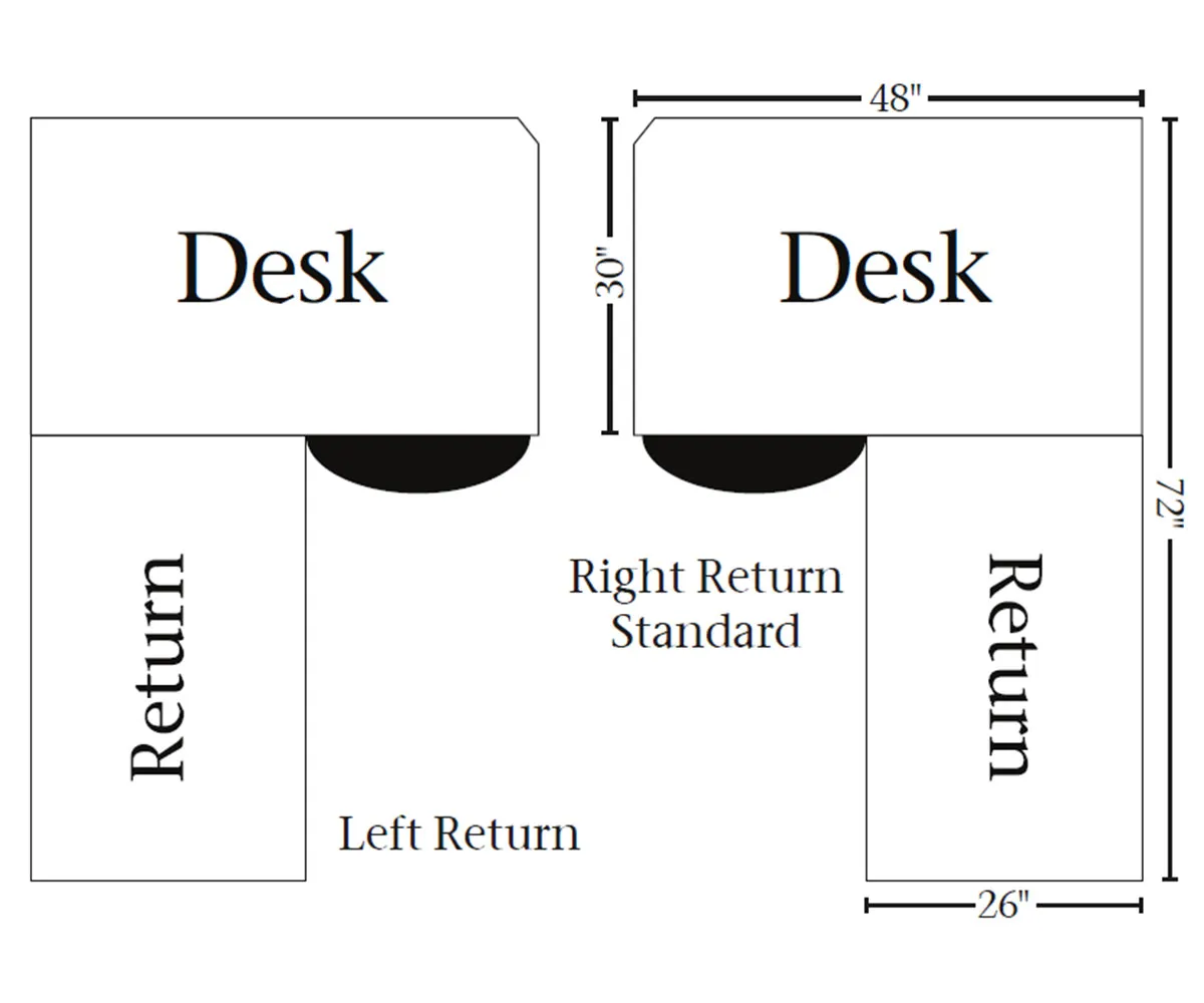 Boston Corner and Return Desk with Hutch - 48"W - Image 2