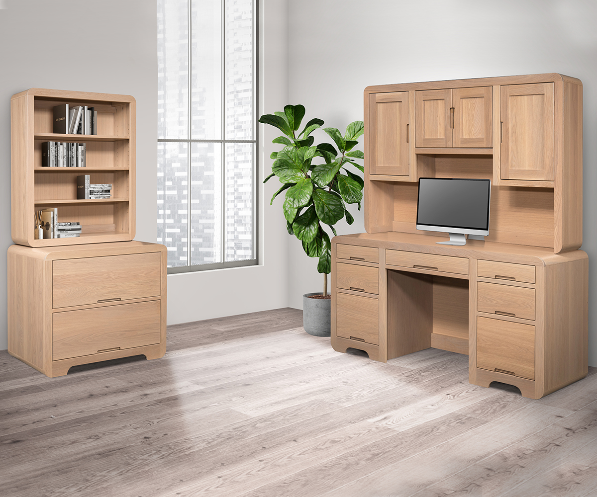 Europa Single Pedestal Desk With Hutch - Image 3